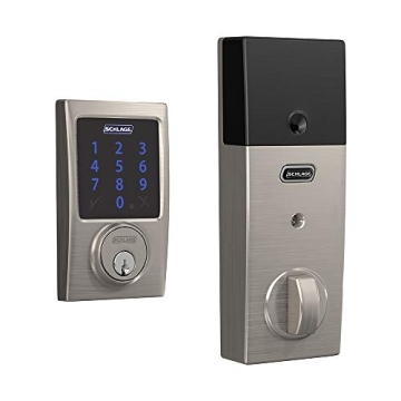 SCHLAGE BE469ZP CEN 619 Connect Smart Deadbolt with Alarm in Satin Nickel