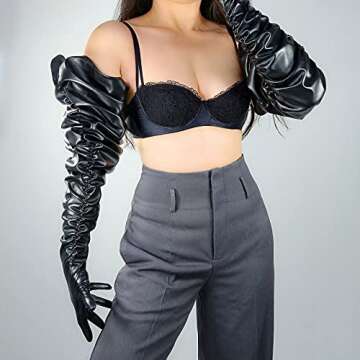 DooWay Super Long Leather Gloves Stylish Touchscreen Design