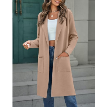 MEROKEETY Women's Winter Draped Cardigan - Khaki