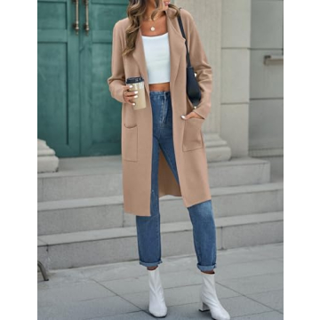 MEROKEETY Women's Winter Draped Cardigan - Khaki