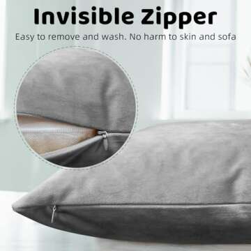 Jyumini Pack of 2 Velvet Soft Throw Pillow Covers 18x18 Inch, Silky Square Decorative Cushion Cases with Zipper for Home Decor Pillow Case Living Room Couch Sofa Bedroom, Grey