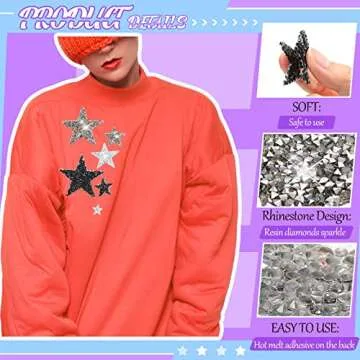 Geosar 60 Pcs Iron-on Star Patches for Creative DIY Fashion