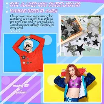 Geosar 60 Pcs Iron-on Star Patches for Creative DIY Fashion