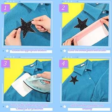 Geosar 60 Pcs Iron on Star Patches Star Shaped Rhinestone Appliques Adhesive Glitter Patches Rhinestone Appliques Embellishments Patches for DIY(Black, Gray)