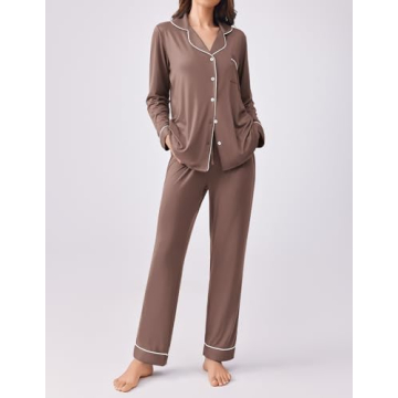 Ekouaer Women's Soft Pajama Set - Button Down PJs