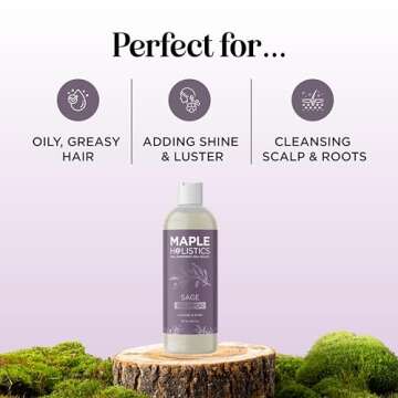 Sage and Rosemary Shampoo Sulfate Free - Sage Oil Clarifying Shampoo for Build Up and Scalp Moisturizer - Oily Hair Shampoo for Greasy Hair and Dry Scalp Treatment with Essential Oils for Hair