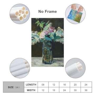 Edouard Manet,Vase of White Lilacs And Roses, 1883,art Prints,Vintage Art,canvas Wall Art,famous Art Canvas Art Poster And Wall Art Picture Print Modern Family Bedroom Decor Posters 12x18inch(30x45cm)