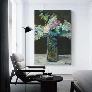 Edouard Manet,Vase of White Lilacs And Roses, 1883,art Prints,Vintage Art,canvas Wall Art,famous Art Canvas Art Poster And Wall Art Picture Print Modern Family Bedroom Decor Posters 12x18inch(30x45cm)