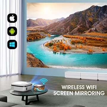 DBPOWER Wifi Mini Projector, 8500L Wifi Projector 1080P Full HD Supported & 240" Display Video Proje...