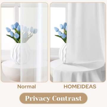 HOMEIDEAS Non-See-Through White Privacy Sheer Curtains 2 Panels
