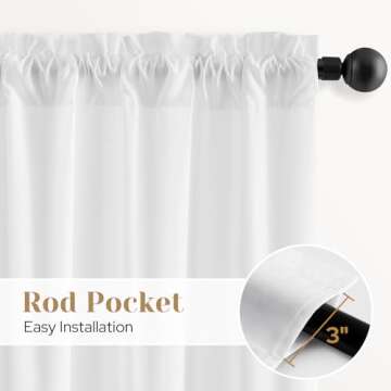 HOMEIDEAS Non-See-Through White Privacy Sheer Curtains 2 Panels