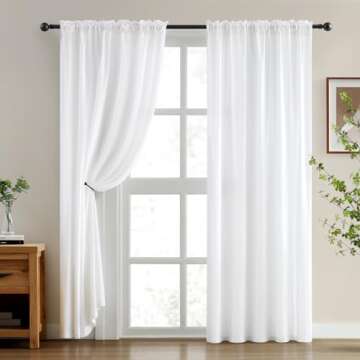 HOMEIDEAS Non-See-Through White Privacy Sheer Curtains 2 Panels