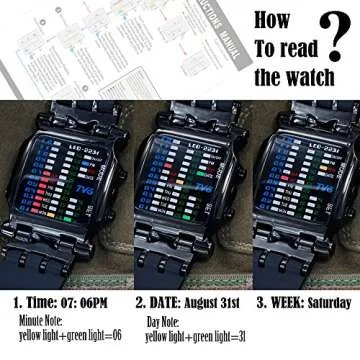 TOMORO Mens Binary Matrix Colorful LED Digital Waterproof Watch Stylish Creative Crab Shaped Wrist Watches for Big Boys