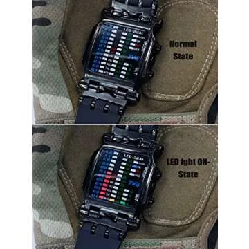 TOMORO Mens Binary Matrix Colorful LED Digital Waterproof Watch Stylish Creative Crab Shaped Wrist Watches for Big Boys