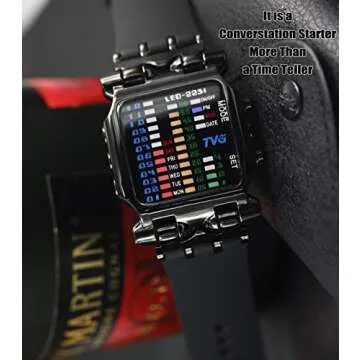 TOMORO Mens Binary Matrix Colorful LED Digital Waterproof Watch Stylish Creative Crab Shaped Wrist Watches for Big Boys