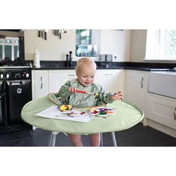 Coverall Food Catcher bib with Sleeves attaches to highchair Tray - Tidy Tot Bib & Tray Kit. Baby We...