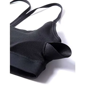 CRZ YOGA Y Back Womens Sports Bra - Padded Racerback Spaghetti Thin Strap Low Impact Workout Sexy Low Cut Yoga Bra Black Small