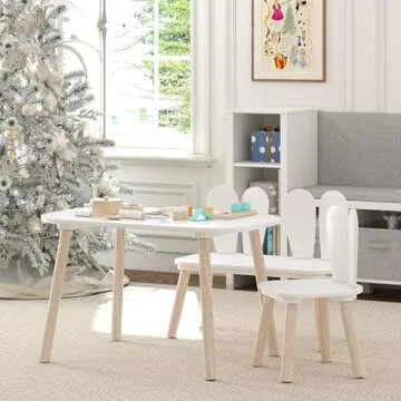 UTEX Kids Table and Chair Set - Bunny Bench and Chair for Playtime