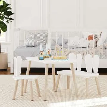 UTEX Kids Table and Chair Set, Fun Bunny Design for Children