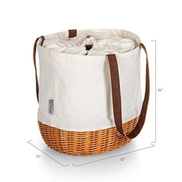 Coronado Canvas and Willow Basket Tote by Picnic Time