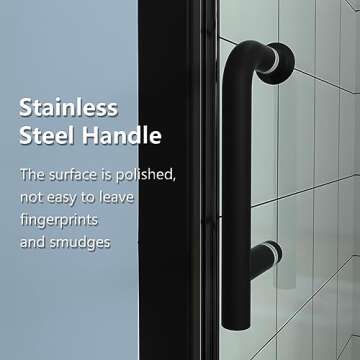ExBrite 30-31.5 in.W x 72 in.H Bifold Frameless Glass Shower Door,1/4 in. Fold Clear Glass Shower Panel Pivot Swing Shower Doors,Matte Black Finish,Reversible Installation