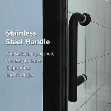 ExBrite 30-31.5 in.W x 72 in.H Bifold Frameless Glass Shower Door,1/4 in. Fold Clear Glass Shower Panel Pivot Swing Shower Doors,Matte Black Finish,Reversible Installation