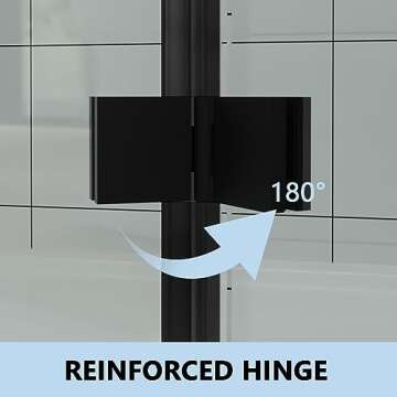 ExBrite 30-31.5 in.W x 72 in.H Bifold Frameless Glass Shower Door,1/4 in. Fold Clear Glass Shower Panel Pivot Swing Shower Doors,Matte Black Finish,Reversible Installation