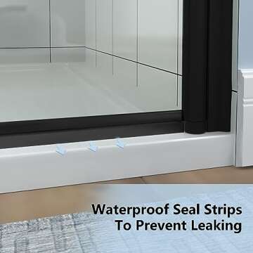 ExBrite 30-31.5 in.W x 72 in.H Bifold Frameless Glass Shower Door,1/4 in. Fold Clear Glass Shower Panel Pivot Swing Shower Doors,Matte Black Finish,Reversible Installation