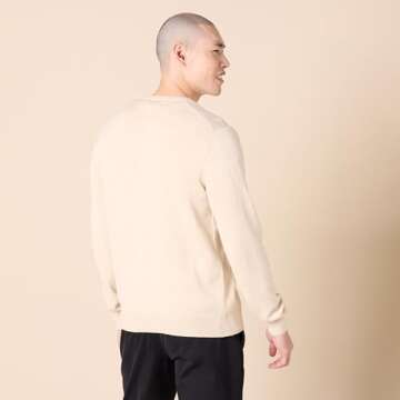 Amazon Essentials Men's Crewneck Sweater, 100% Cotton, Oatmeal Heather, Medium, Big & Tall Options Available