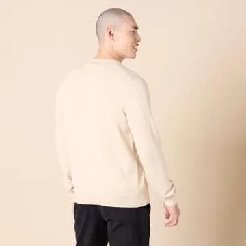 Amazon Essentials Men's Crewneck Sweater, 100% Cotton, Oatmeal Heather, Medium, Big & Tall Options Available