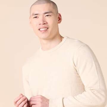 Amazon Essentials Men's Crewneck Sweater, 100% Cotton, Oatmeal Heather, Medium, Big & Tall Options Available