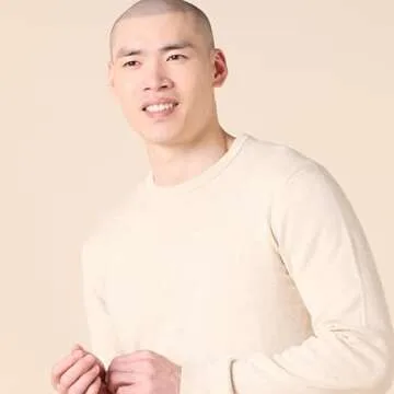 Amazon Essentials Men's Crewneck Sweater, 100% Cotton, Oatmeal Heather, Medium, Big & Tall Options Available