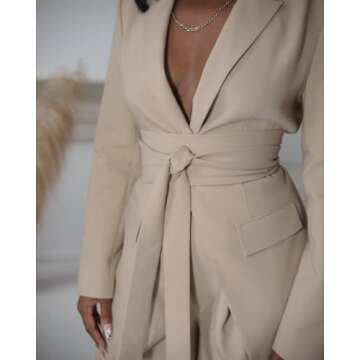 The Drop Women's Travertine Belted Blazer by @idesign8, 2X, Plus Size