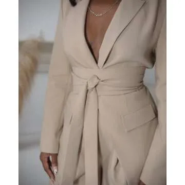 The Drop Women's Travertine Belted Blazer by @idesign8, 2X, Plus Size