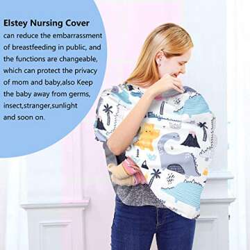 Nursing Cover Breastfeeding Cover, Stretchy Car Seat Cover for Babies, Soft Breathable Infant Carseat Canopy, Shopping Cart/High Chair/Stroller Covers
