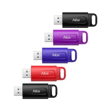 Aiibe 128GB USB 3.0 Flash Drive 5 Pack - Thumb Drive with Keychain