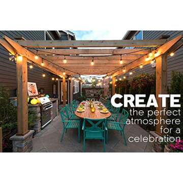 MagicPro Solar String Lights, 15 LED Bulbs Waterproof Heavy Duty Outdoor 44 Ft for Garden Yard Deck Warm White