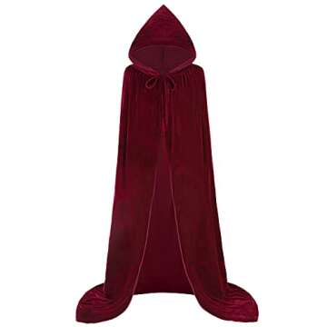 ALIZIWAY Red Cloak Cape Costume Women Cosplay Red Riding Hood Cape Velvet Halloween Costumes 07BUXXL