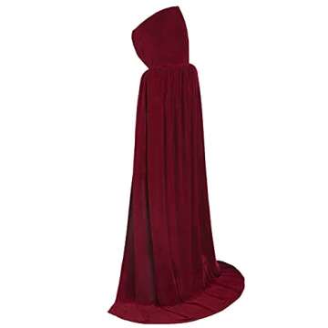 ALIZIWAY Red Cloak Cape Costume Women Cosplay Red Riding Hood Cape Velvet Halloween Costumes 07BUXXL