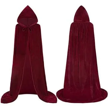 ALIZIWAY Red Cloak Cape Costume Women Cosplay Red Riding Hood Cape Velvet Halloween Costumes 07BUXXL