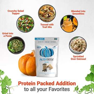 SuperSeedz Dry Roasted Pumpkin Seeds - Sea Salt Pepitas, Whole 30, Paleo, Vegan & Keto Snacks, 8g Plant Based Protein, Produced In USA, Dairy Free, Nut Free, Gluten Free Snack (5oz, 6-pack)