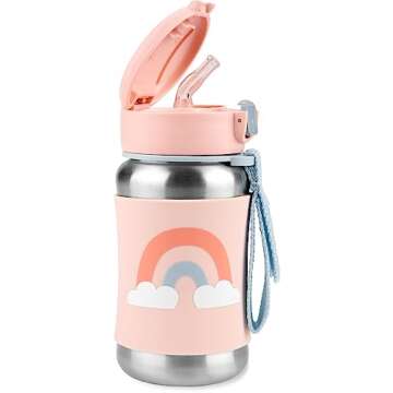Skip Hop Toddler Sippy Cup with Straw - Stylish Stainless Steel Rainbow Bottle