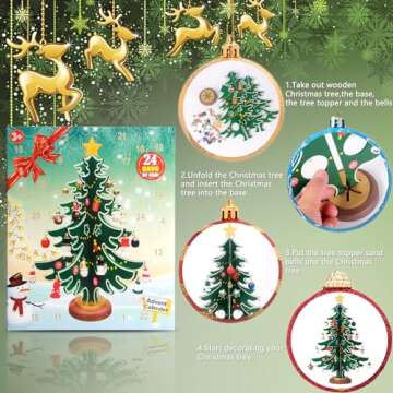 EIDIND Christmas Advent Calendar, 24 Days Christmas Countdown Advent Calendar Wooden Tabletop Christ...