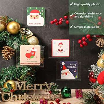 36 Pieces Self-Adhesive Business Card Pockets with Top Open Crystal Clear Library Card Pockets Card Holder for Organizing and Protecting Cards Photos 3.5 x 2.4 inch, with Sticky Notes