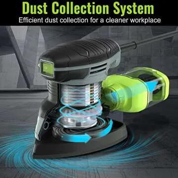 WORKPRO Detail Sander, 13,000 OPM Compact Electric Sander with Dust Collector, 1.6Amp Power Sander with 15PCS Sanderpapers for Tight Spaces Woodworking