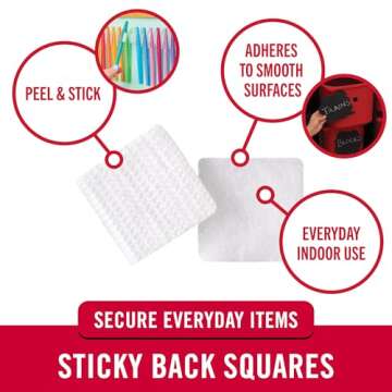 VELCRO Brand Sticky-Back Fasteners, Removable Adhesive, 0.88" X 0.88", White, 12 count (Pack of 1)