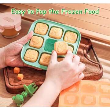 Lphianx Silicone Freezer Tray with Lid, Food Storage Container for Homemade Baby Food, Vegetable, Fruit Purees, Breast Milk Feeder & Mini Nibble Combo, Breastmilk Popsicle Molds, 3 Pack (S)