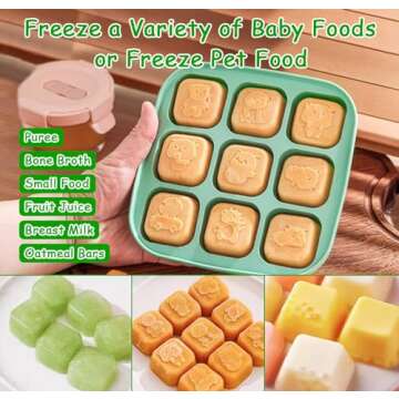 Lphianx Silicone Freezer Tray with Lid, Food Storage Container for Homemade Baby Food, Vegetable, Fruit Purees, Breast Milk Feeder & Mini Nibble Combo, Breastmilk Popsicle Molds, 3 Pack (S)