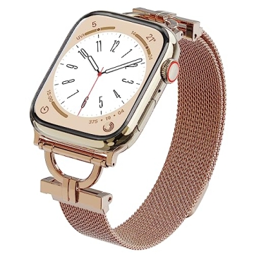 MOSINBAND Rose Gold Stainless Steel Mesh Loop Band for Apple Watch