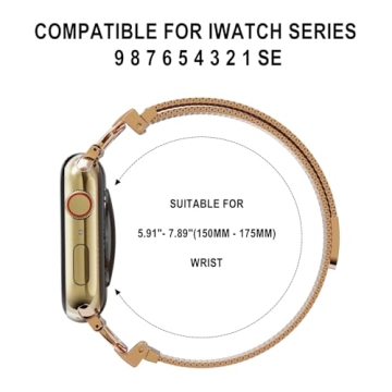 Rose Gold Stainless Steel Mesh Loop Band for Apple Watch